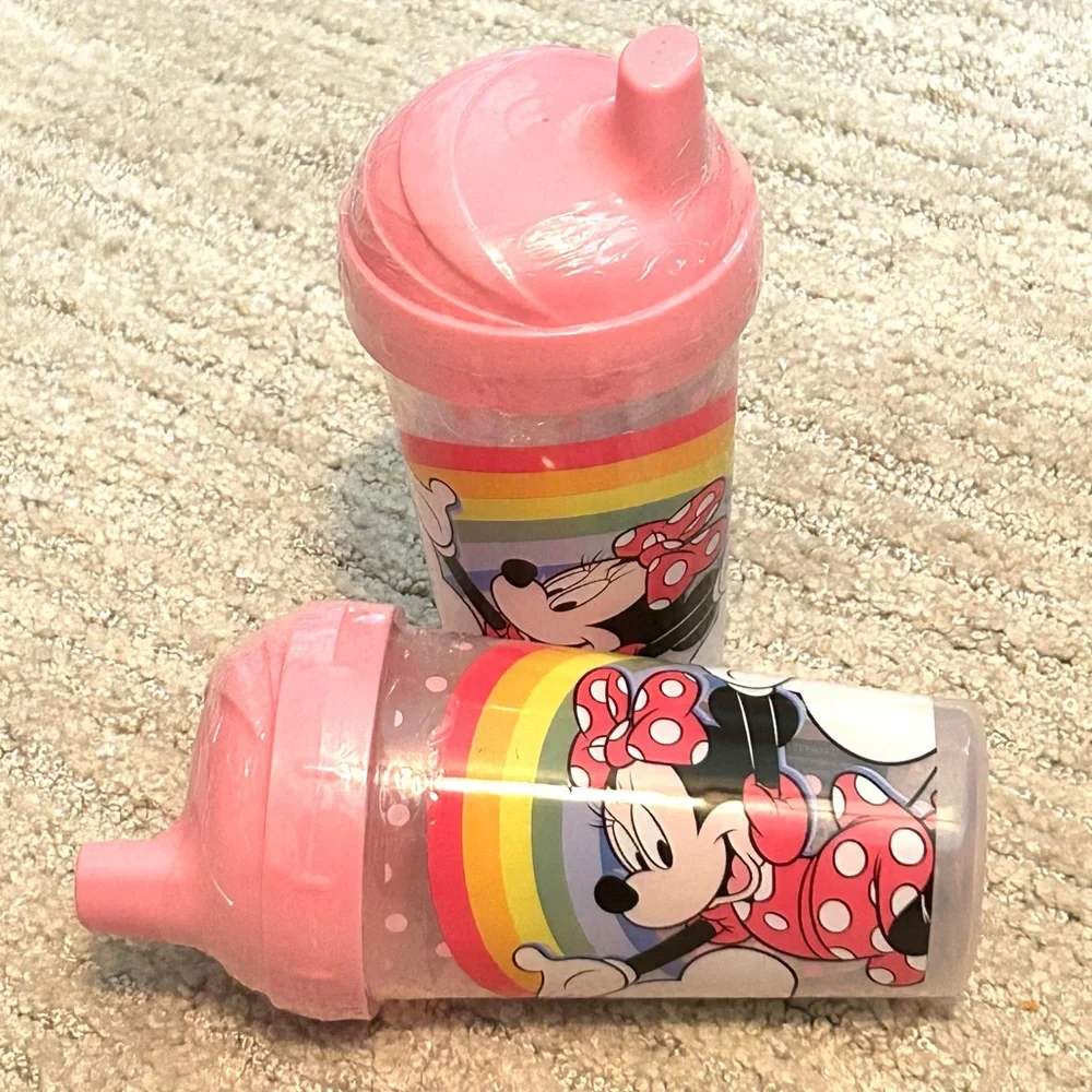 Disney Baby Minnie Mouse 3 PK Bib Set and 2 Sippie 10oz. Cups. NWT